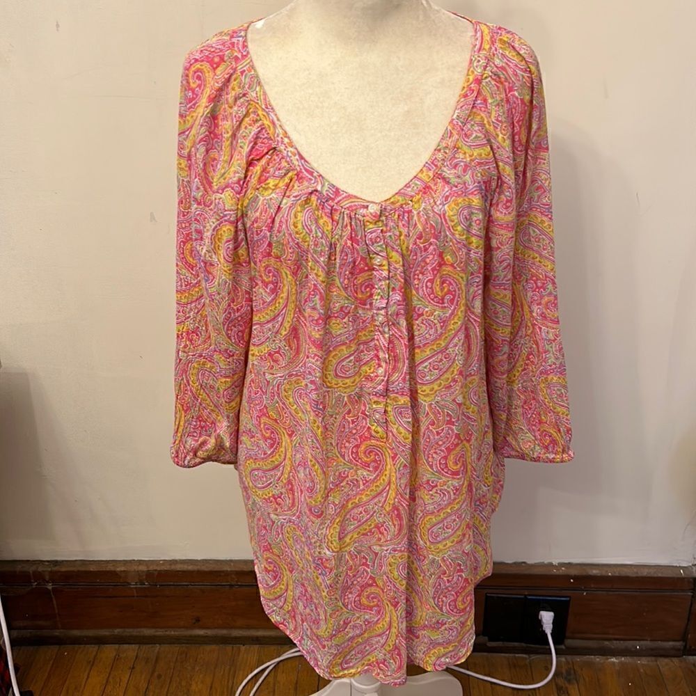 American Living pink paisley long sleeve blouse Size M